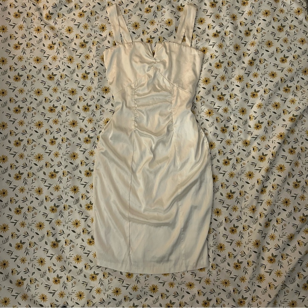 Le Chateau Elegant White Satin Dress